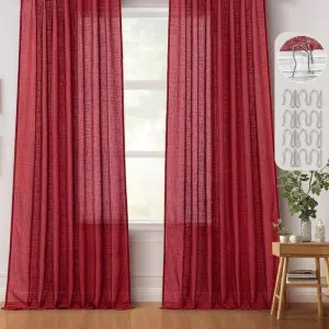 Tenda Voile Lino Naturale Bordeaux - Antipiega