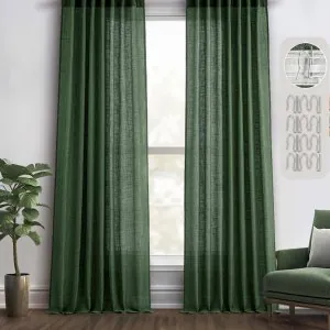 Tenda Voile Lino Naturale Verde Smeraldo - Antipiega