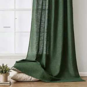 Tenda Voile Lino Naturale Verde Smeraldo - Antipiega
