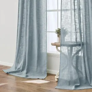Visillo de Lino Natural Azul Hielo - Caída Pesada 3