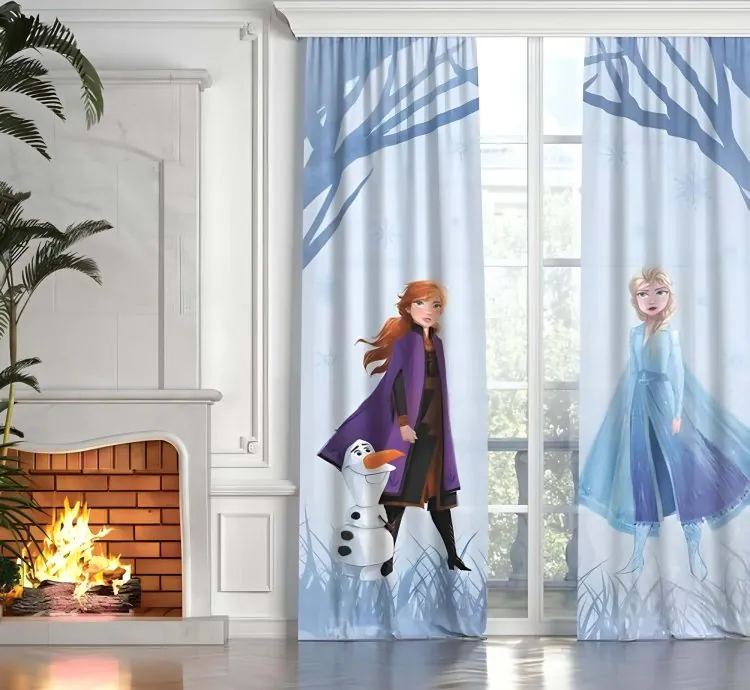 Disney Frozen 2 Lisanslı Çocuk Odası Fon Perde - 2 Kanat