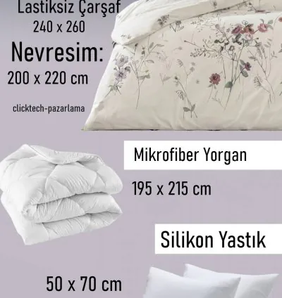 Taç Kiara Ecru Doppel-Baumwoll-Schlaf-Set 3