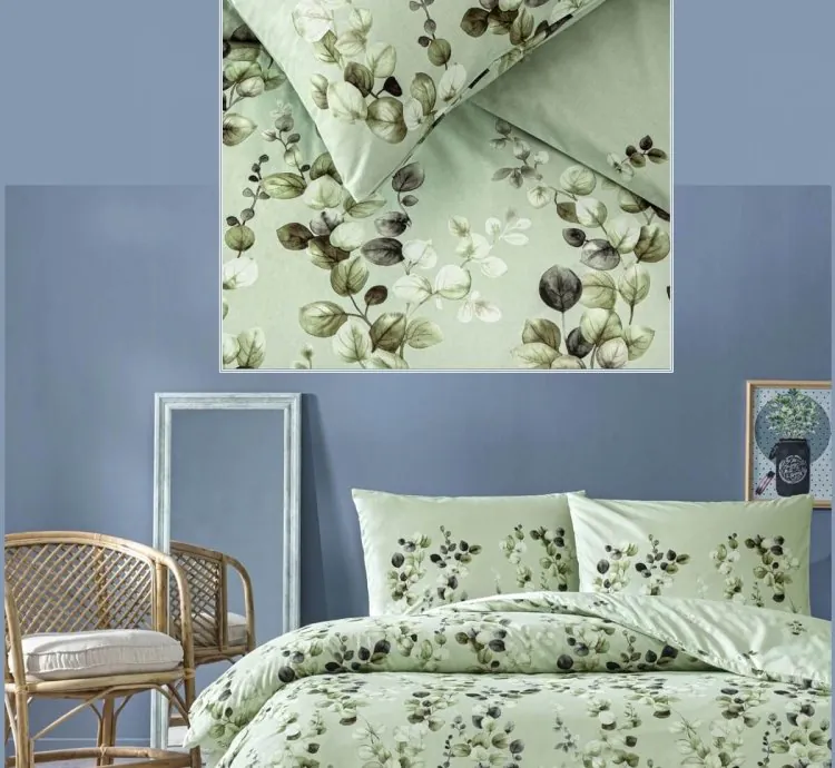 Set Letto Matrimoniale Cotone Taç Leif Verde - Atmosfera Naturale