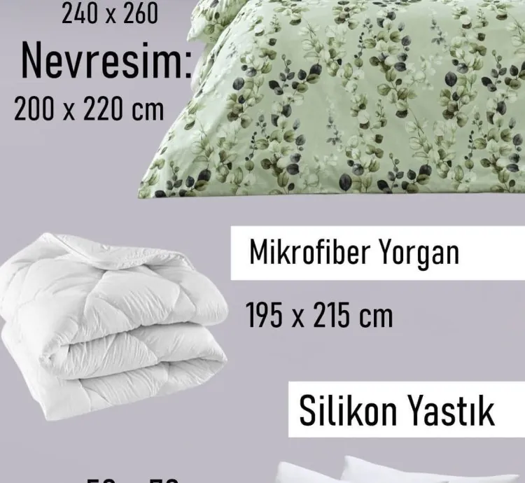 Set Letto Matrimoniale Cotone Taç Leif Verde - Atmosfera Naturale