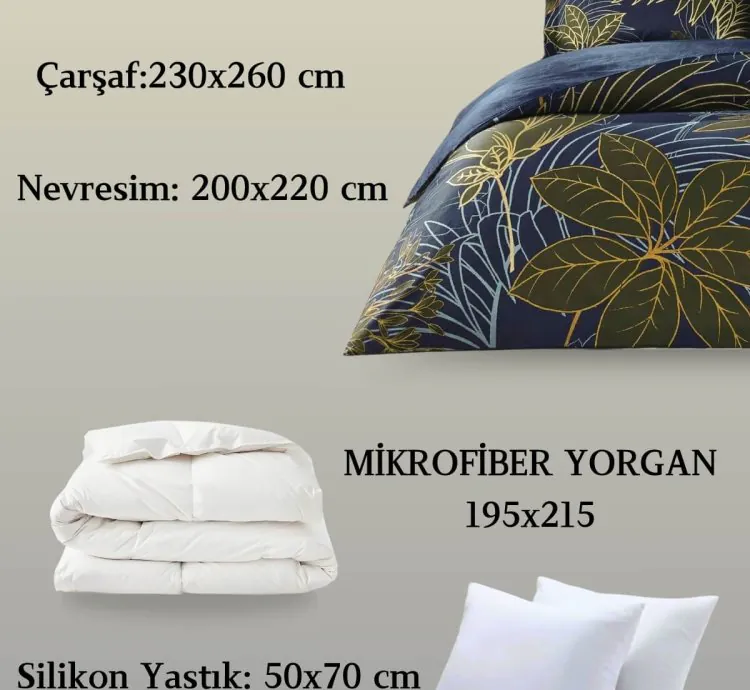 Set Letto Raso Matrimoniale Taç Marielle Blu Navy