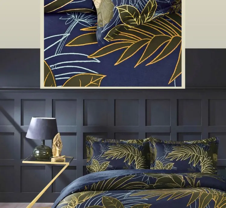 Set Letto Raso Matrimoniale Taç Marielle Blu Navy