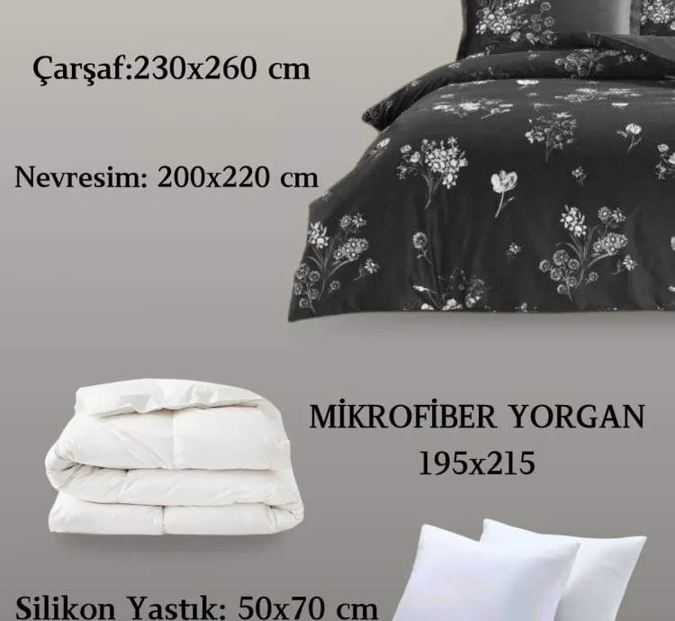 Set Letto Raso Matrimoniale Taç Roxane Nero