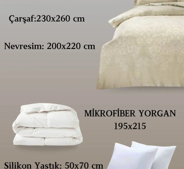 Set Letto Raso Matrimoniale Taç Herta Beige