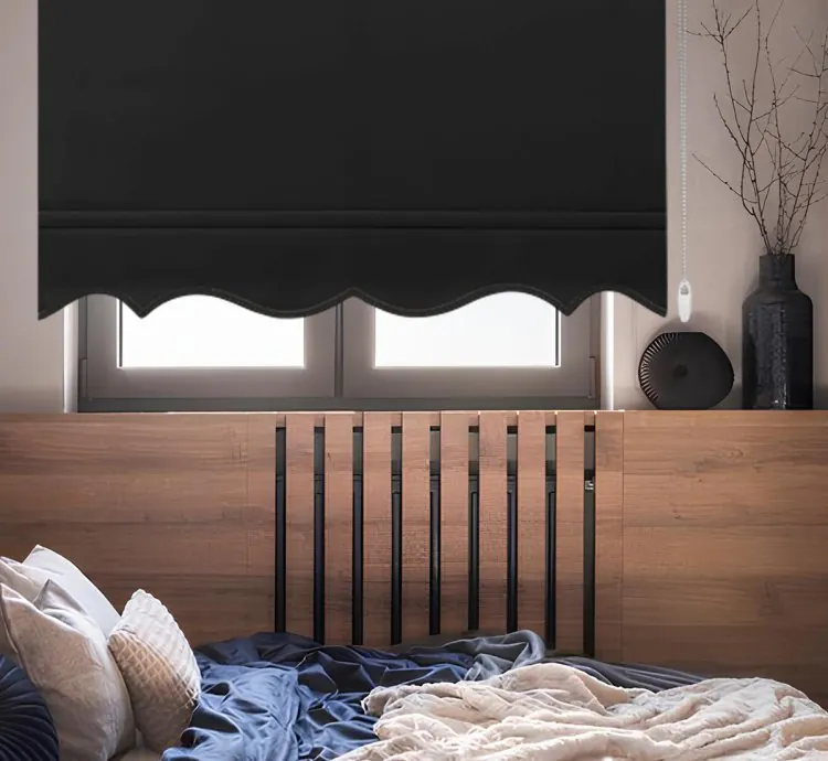 Dark Black Wave Roller Blind - Noble & Modern
