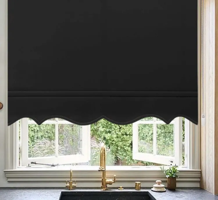 Dark Black Wave Roller Blind - Noble & Modern