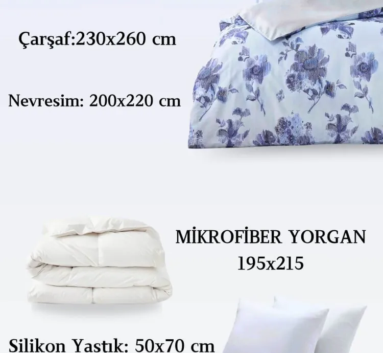 Taç Hennie Lacivərd Saten İki Nəfərlik Yuxu Dəsti