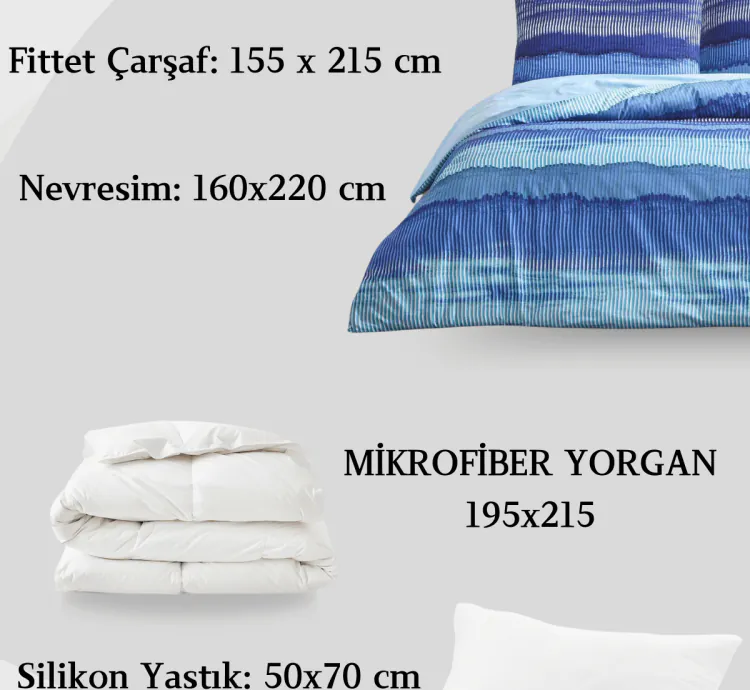 Taç Wave Mavi Ranforce Tək Nəfərlik Yuxu Dəsti