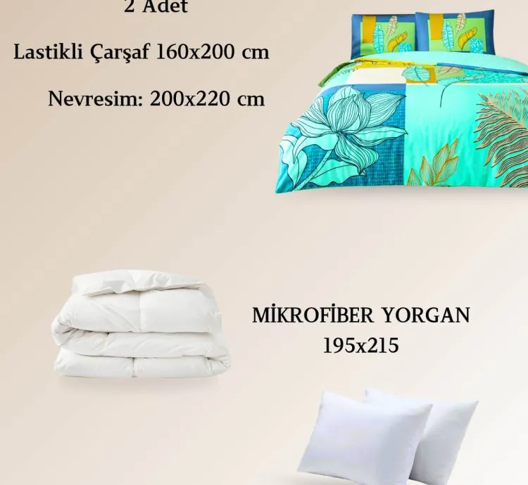 Set de Sommeil Ado Double Taç Monstera Menthe Ranforce