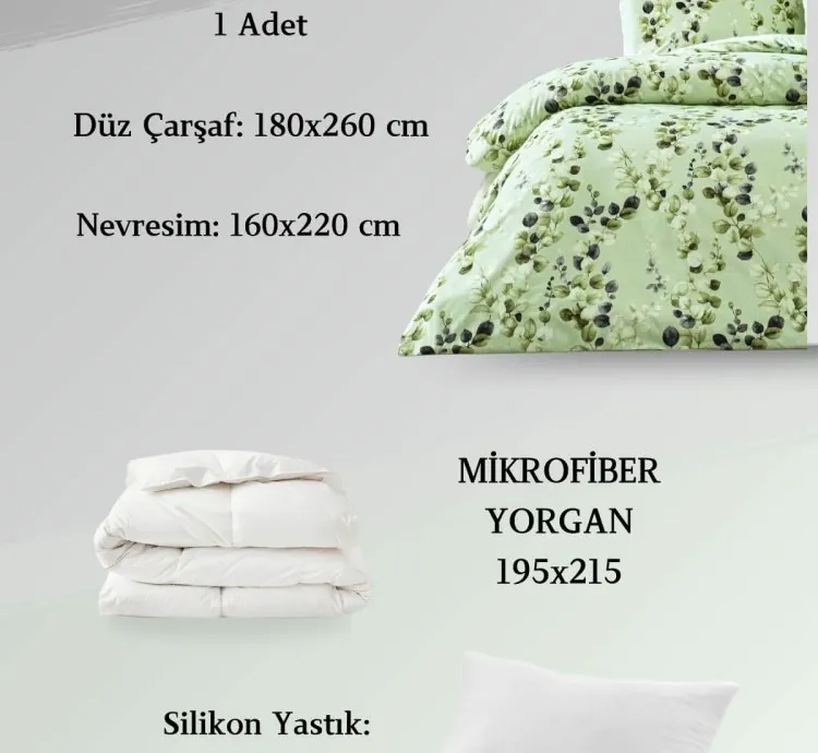 Parure de Lit Simple Ranforce Leif Vert Taç