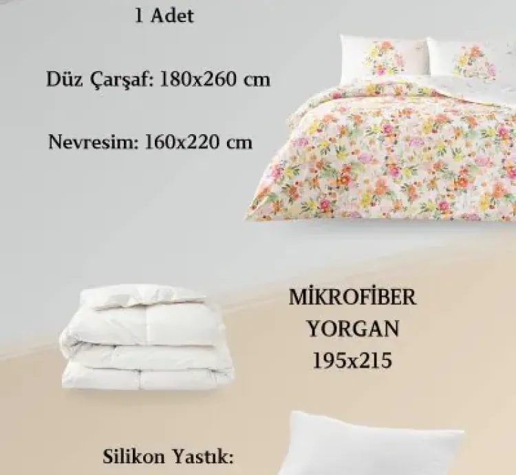 Taç Shirley Sarı Ranforce Tek Kişilik Uyku Seti - Nevresim + Çarşaf