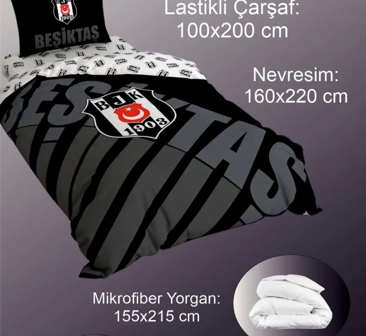 Set de Dormit Single Beşiktaş Logo Negru