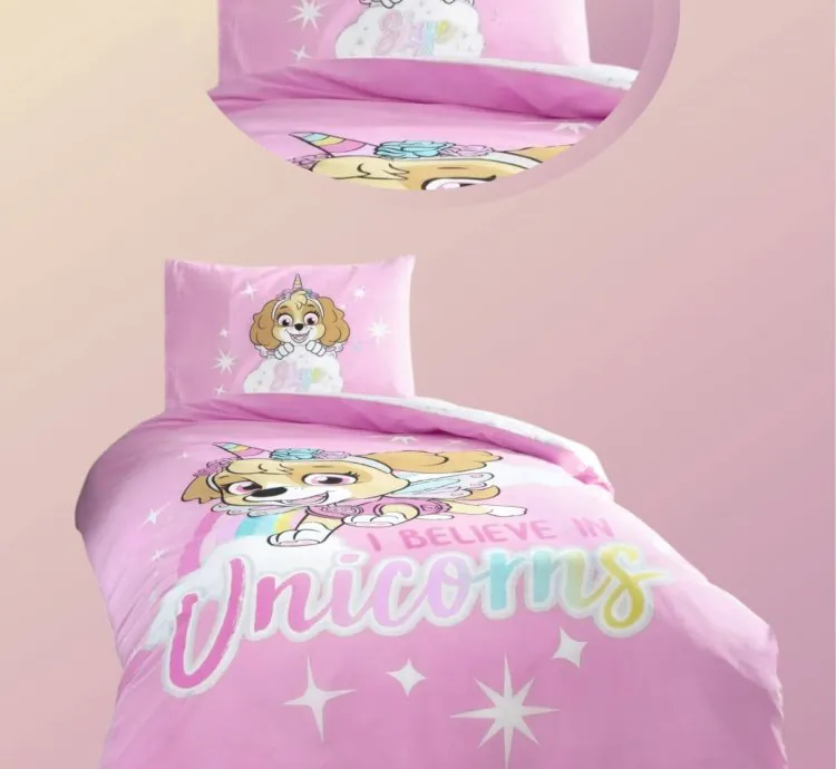 Taç Paw Patrol Skye Glitter Pambıq Tək Nəfərlik Yataq Dəsti