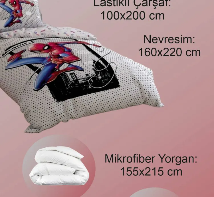 Taç Disney Spiderman Cloudy Lisanslı Tek Kişilik Çocuk Nevresim Takımı - Yorgan + Yastık