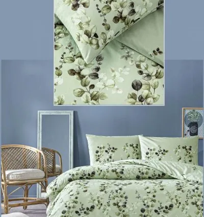 Set Letto Matrimoniale Cotone Taç Leif Verde - Atmosfera Naturale