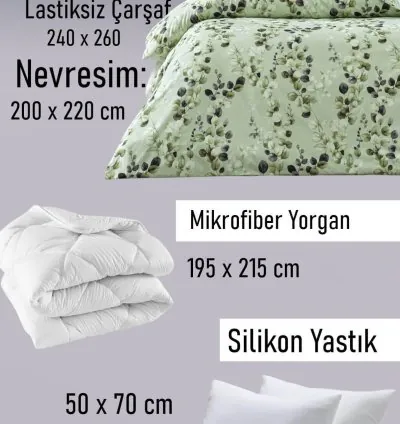 Set Letto Matrimoniale Cotone Taç Leif Verde - Atmosfera Naturale 4