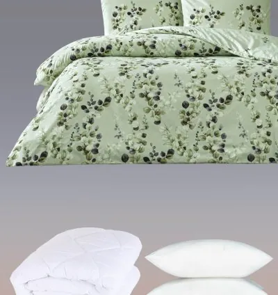 Set Letto Matrimoniale Cotone Taç Leif Verde - Atmosfera Naturale 3