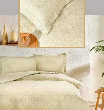Set Letto Raso Matrimoniale Taç Herta Beige 4