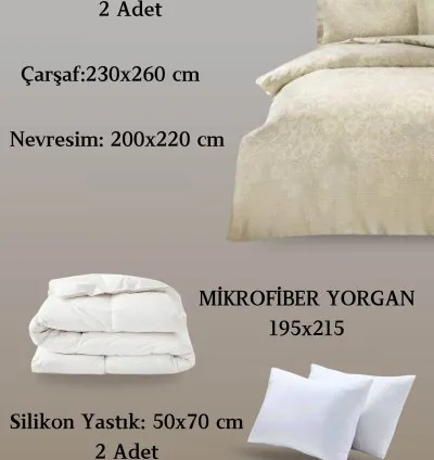 Set Letto Raso Matrimoniale Taç Herta Beige 3