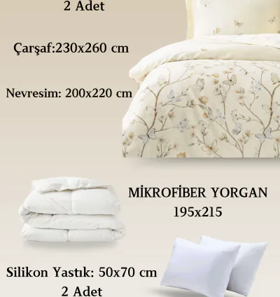 Set Letto Raso Matrimoniale Taç Lesly Crema 3