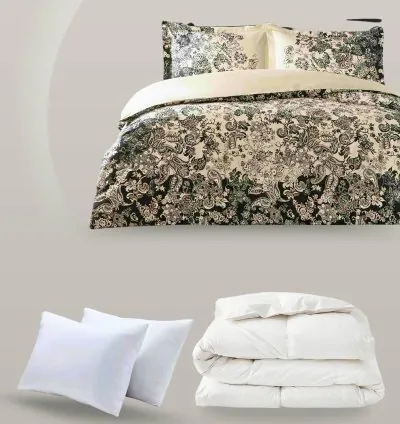 Set Letto Raso Matrimoniale Taç Monica Nero