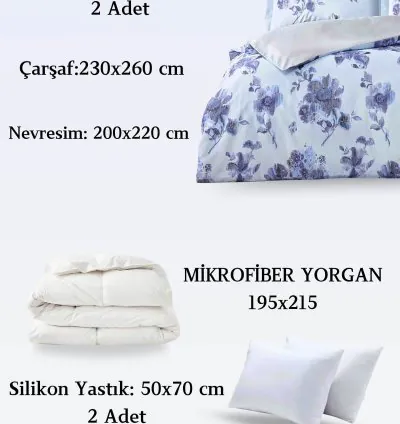 Taç Hennie Lacivərd Saten İki Nəfərlik Yuxu Dəsti 4
