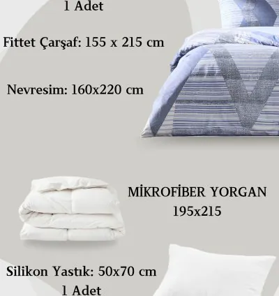 Parure de Lit Double Ranforce Lucas Bleu Taç 3