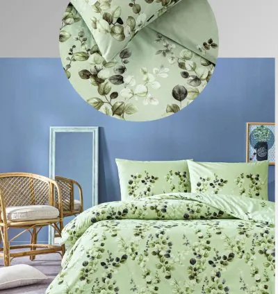 Parure de Lit Simple Ranforce Leif Vert Taç 3