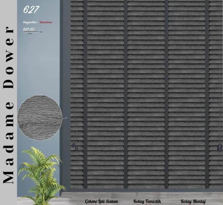 Patterned Dark Grey Venetian Blind