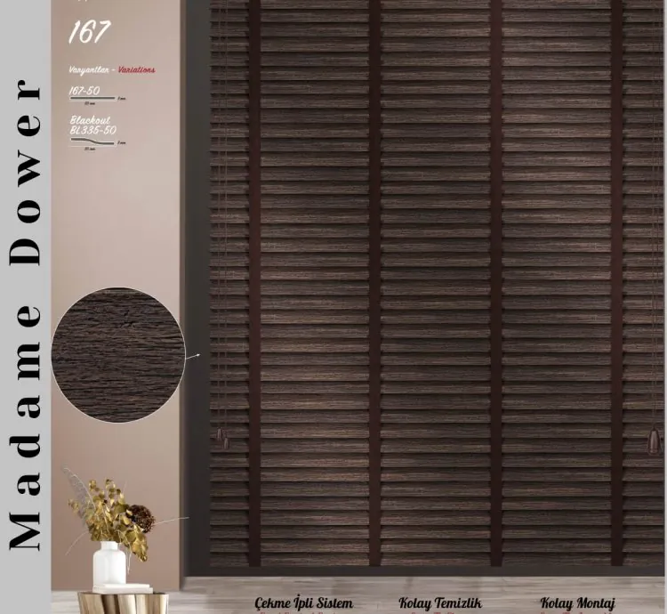 Striped Glossy Brown Venetian Blind