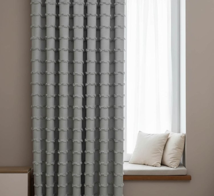 Cortina de Fondo Gris Escandinavo Colección Wave