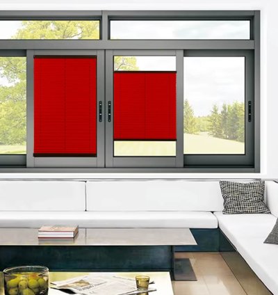 Toz Tutmaz Kırmızı Plise Perde  Antibakteriyel - Cam Balkon & PVC Pencere Modelleri 3