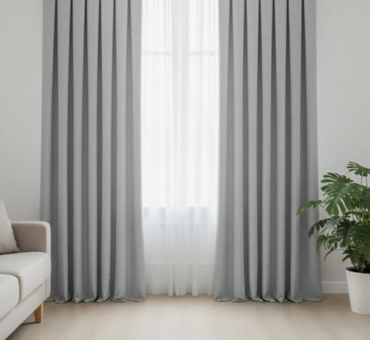 Rideaux Velours Doux Gris Poussière Taç Narden - Fait Main Dimout