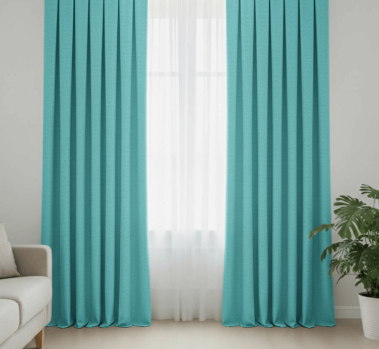 Rideaux Velours Doux Turquoise Clair Taç Narden - Fait Main Dimout