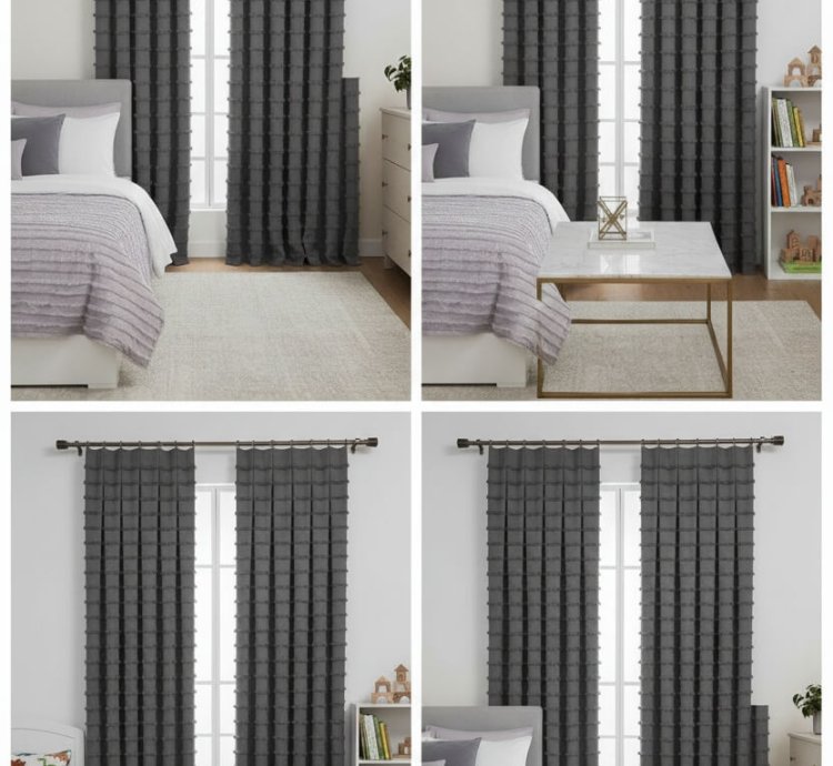 Tenda di Sfondo Wave Grigio Scuro Scandinavo