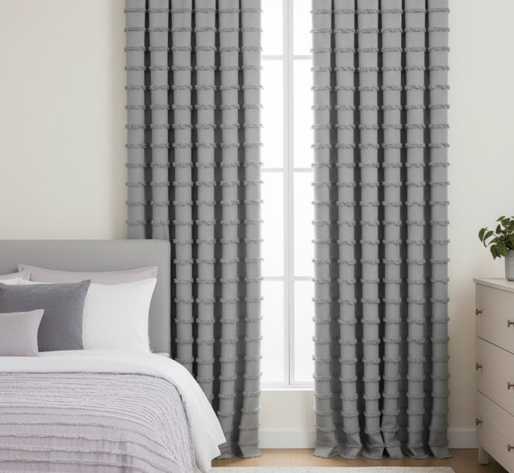 Cortina de Fondo Gris Escandinavo Colección Wave