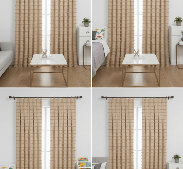 Draperie de Fundal Bej Scandinav Colecția Wave