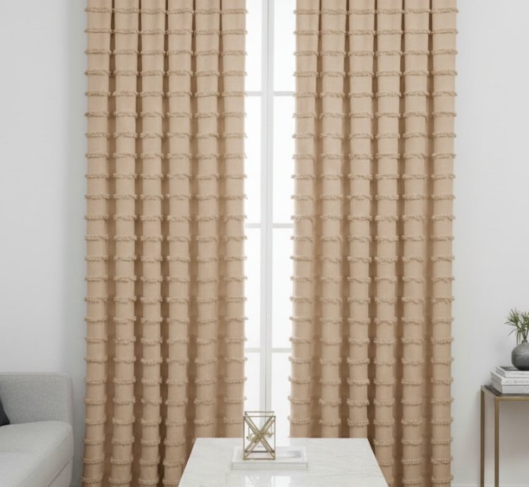 Draperie de Fundal Bej Scandinav Colecția Wave
