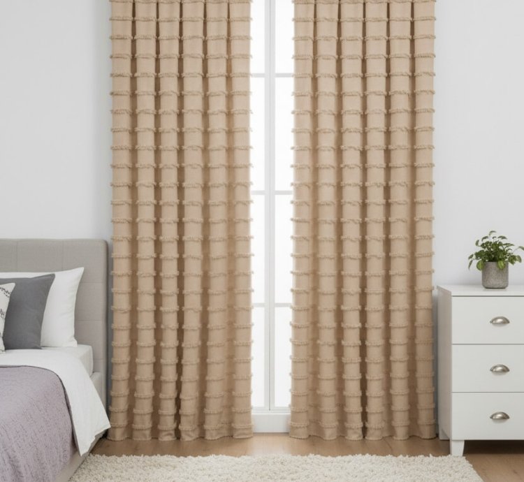 Draperie de Fundal Bej Scandinav Colecția Wave