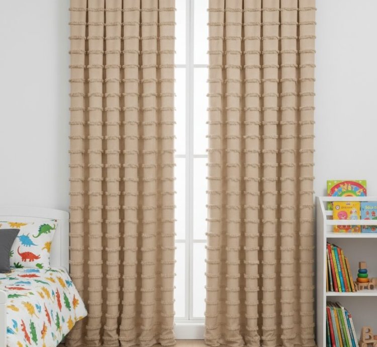 Draperie de Fundal Bej Scandinav Colecția Wave