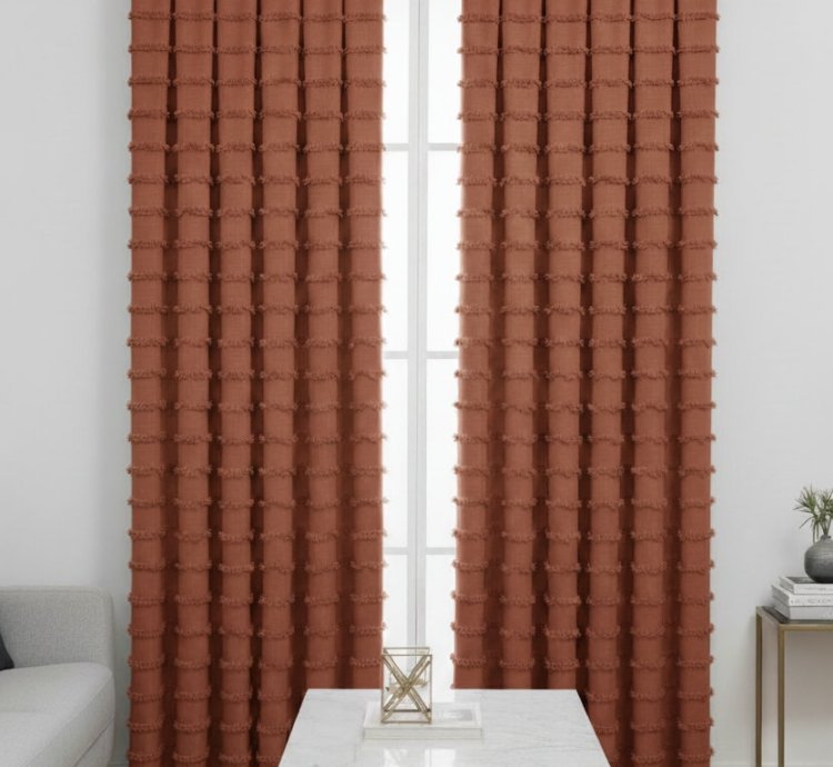 Cortina de Fondo Wave Collection Teja - Pliegue S