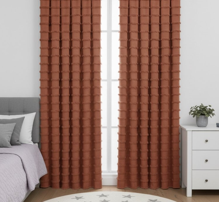 Cortina de Fondo Wave Collection Teja - Pliegue S