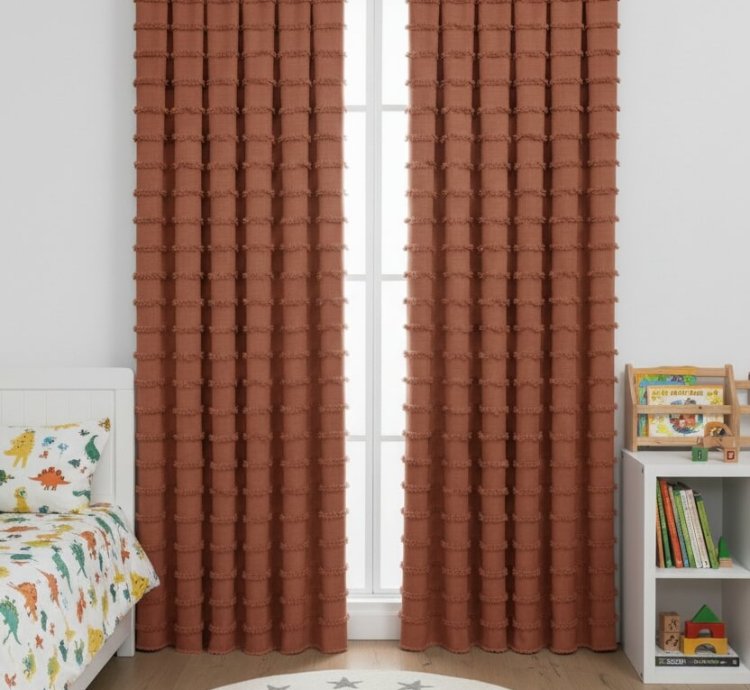 Cortina de Fondo Wave Collection Teja - Pliegue S