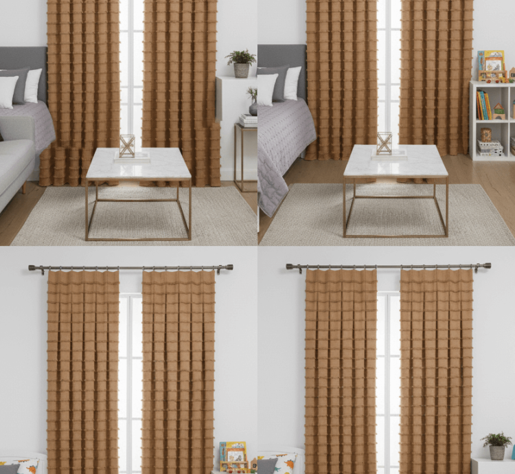 Wave Kollektion Milchbrauner Hintergrundvorhang - S-Falte