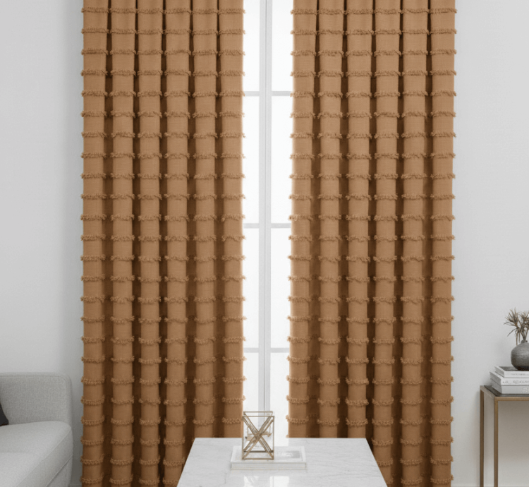 Wave Kollektion Milchbrauner Hintergrundvorhang - S-Falte