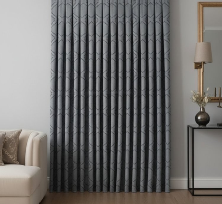 GeoLuxe Kollektion Grau Marineblau Hintergrundvorhang